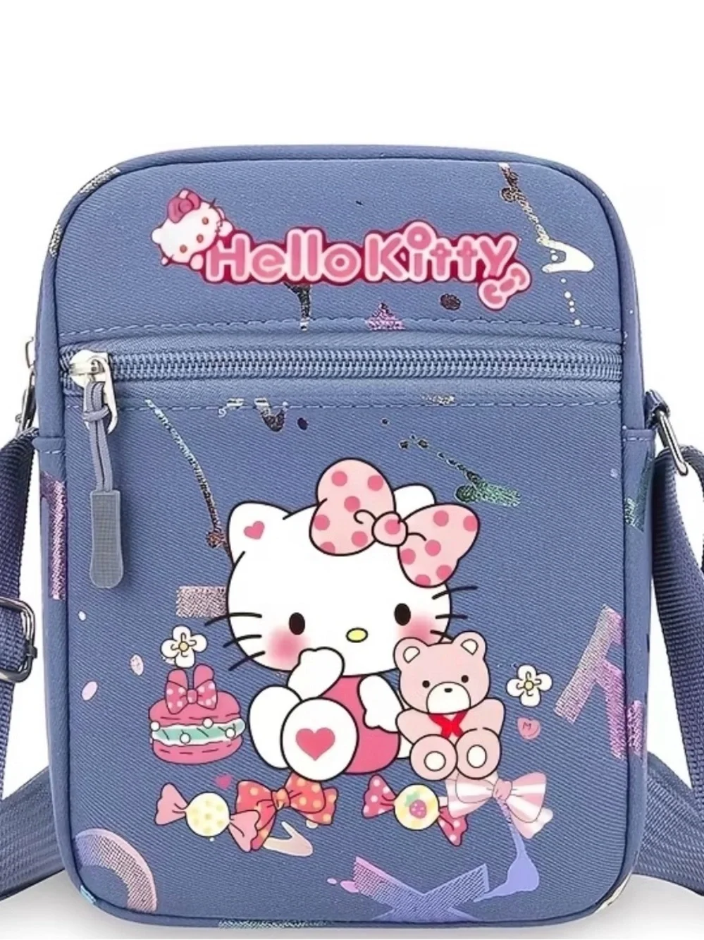 Hello Kitty Blue Kids Shoulder Bag with Cute Character Print